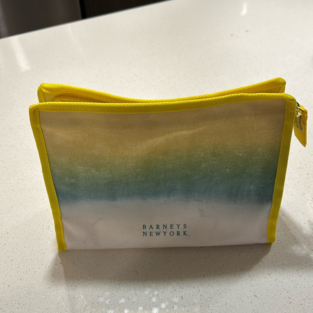 Barneys New York Canvas Ombré Makeup Cosmetic Bag Pouch Clutch.